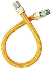 EZ-Fluid 24" Stainless Steel Corrugated Yellow Epoxy Coated 1/2" MIP x 1/2" FIP Gas Flex,Flexible Natural Gas Connector Hose Supply Line For Gas Pipe,Hot Water Heater,Range,Dryer,Stove(1 Pack)
