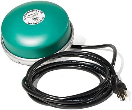 Farm Innovators 1250 Watts 7.5 Inch Cast Aluminum Floating Outdoor Pond De Icer Heater with Built in Thermostat Control and 10 Foot Cord, Green