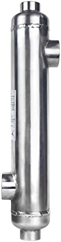 AB 300 kBTU Heat Exchanger for Outdoor Wood Boiler/Swimming Pool/Solar/Spa/w chlorinated Water, Stainless Steel 316L Opposite Ports 2" & 1 1/2" FPT