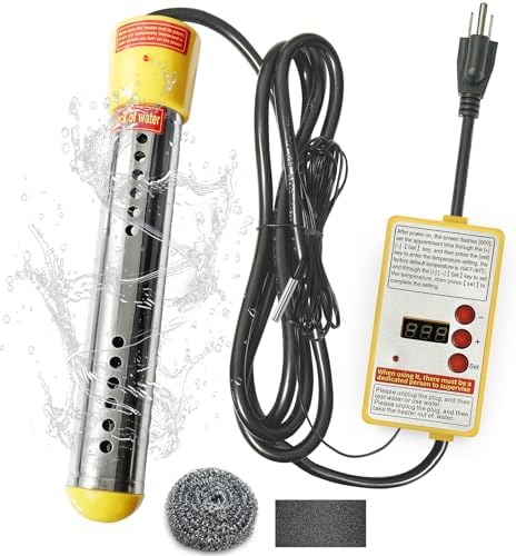 Immersion Water Heater - 304 Stainless Steel Portable Water Heater Built in Auto Power Off,Thermostat,Hot-tub Heater Anti-Scalding,Temperature Controller Spa Bucket Heater for Home Camping Rv