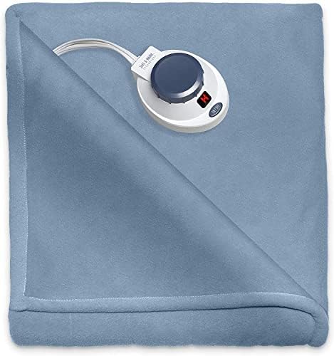 Perfect Fit SoftHeat | Luxury Micro-Fleece Heated Electric Blanket with Safe & Warm Low-Voltage Technology, Twin, Slate Blue