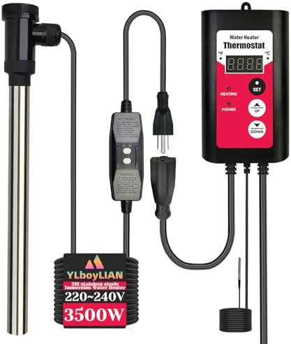 YLboyLIAN 3500W Immersion Water Heater Portable Electric Large Swimming Pool & Hot Tub Fully Submersible Water Heater with Thermostat, GFCI Leakage Protection for Bathtub, baptismal pool,inground pool