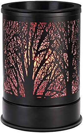 Enaroma Fragrance Wax Melts Warmer with 7 Colors LED Changing Light Classic Black Forest Design Scent Oil Candle Warmer