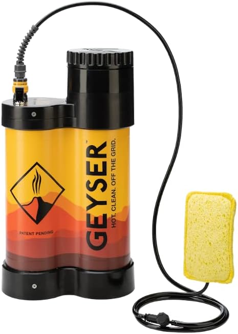 Geyser System Portable Shower & Cleaning Kit with Optional Electric Heater for Camping, Overlanding, & Outdoor Recreation - Standard + Heater