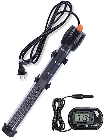 Orlushy Submersible Aquarium Heater,500W Fish Tahk Heater with Adjust Knob Thermostat 2 Suction Cups and Free Thermometer Suitable for Marine Saltwater and Freshwater (500W)