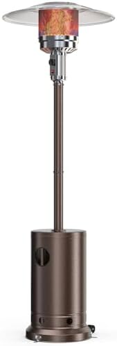 OLIXIS 48,000 BTU Propane Heaters with Wheels, Patio Heater Outdoor with Round Table Design, For Deck Porch Garden Commercial Residential, 17.7 x 17.7 x 87 inches (LxWxH)