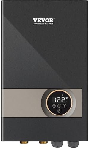VEVOR Electric Tankless Water Heater, 18KW Instant Hot Water Heater, Digital Temperature Display & Easy Installation & 24-Hour Water Supply, For Kitchen Bathroom Shower Mall Salon