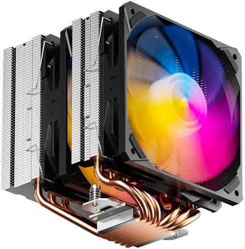 upHere D6SEC Dual Tower CPU Air Cooler with 6mm x 6 Copper Heat Pipes & Dual 120mm 5V ARGB PWM Fans (1600RPM, 68.2CFM) for Intel LGA (1851/2011/2066/1700/1200/1150/1121/1155/1156/1366) & AMD AM5/AM4
