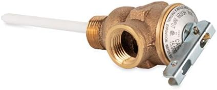 Camco 10423 1/2" Temperature and Pressure Relief Valve with 4" Epoxy-Coated Probe , Brown