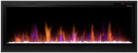 Dimplex 50 Inch Slim Built-in Linear Electric Fireplace Heater | Shallow 4-Inch Depth with LED Multi-Color Flames | Remote and Acrylic Crystal Ember Bed Included | Thin Flush Mount | 1500W