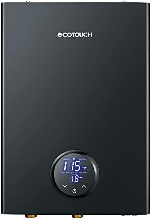 Electric Tankless Water Heater, ECOTOUCH 14kW Instant Hot Water Heater on Demand 240V Point of Use Hot Water Heater ETL Certificated Self-Modulation ECO140B Black