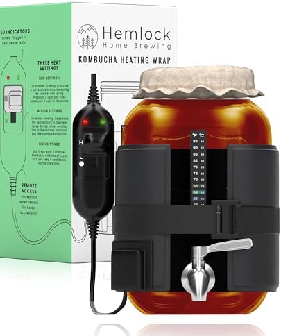 Hemlock Home Brewing Kombucha Heating Wrap - Fermentation Heater Mat Pad with Temperature Control