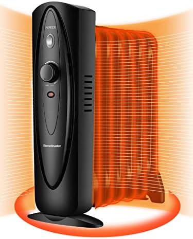 Homeleader Oil Filled Radiator Heater with Adjustable Thermostat, Electric Personal Heater with Overheat Safety, for Home and Office, 700W, Black