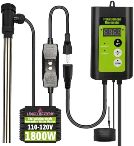 LINGLONGTEMP 1800W Submersible Hot Tub & Pool Portable immersion Water Heater with Temperature Control and GFCI Leakage Protection for Swimming Pools, Bathtubs, Buckets, Baptistries, and Most Liquids