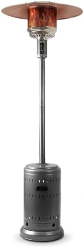 Amazon Basics 46,000 BTU Outdoor Propane Patio Heater with Wheels, Commercial & Residential, Slate Gray, with Water Tank, 32.1 x 32.1 x 91.3 inches (LxWxH)