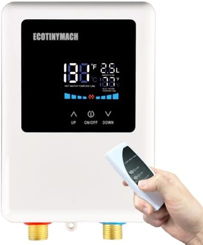 ECOTINYMACH Tankless Water Heater Electric 110V, 5000W Instant Water Heater Under Sink, Conversion Between Fahrenheit and Celsius, Remote Control
