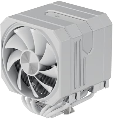 CPU Air Cooler with 6X6mm Heat Pipes,Dual 120mm Fan CPU Cooler 1600rmp,CPU Air Cooler AMD AM5/AM4/AM3 Series,CPU Air Cooler 6.22’’ Height compatible with Intel LGA 1851/1700/1155/1156/2011/2066(White)