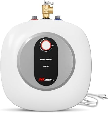 Electric Mini Tank Water Heater - MIZUDO 4.0 Gallon Point of Use Instant Hot Water Heater for RV, Camper, Kitchen, Food Truck, 120V 1440W, Under Sink, Wall or Floor Mounted, Easy to Install
