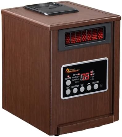 Dr. Infrared Heater, 1500W, Advanced Humidifier and Oscillation Fan and Remote Control, Walnut DR998, Dual Heating System