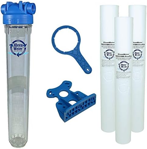 Tankless Water Heater Filter, KleenWater KW2520SCALEX-3 Tankless Hot Water Filter System, Polyphosphate Filter for Scale Prevention