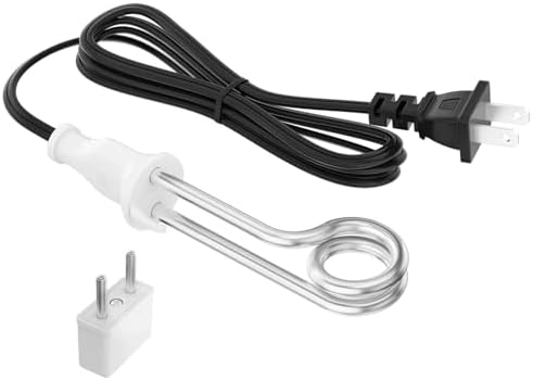 Immersion Water Heater 300W 120/240V Portable Immersion Water Heater Element, Instant Immersion Cup Mug Heater Fit Camping Traveling Coffee/Tea/Soup Electric Water Portable Reheater