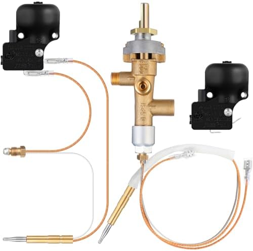 Threlaco 2 Set Patio Heater Replacement Parts for Outdoor Fire Pit Control Safety Valve Thermocouple and Tilt Switch, Heater Safety Sensor for Propane, Glass Tube, Gas Patio Heater Accessories
