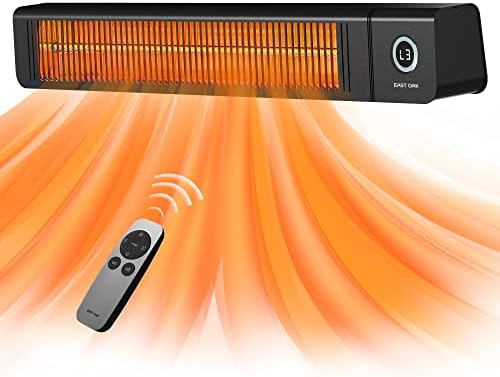 EAST OAK Patio Heater for Commercial Use, 3000W Wall Mounted Electric Infrared Heater, Outdoor Heaters for Patio, Outdoor Heater with IP65 Waterproof & Dustproof Remote Control Black 240V