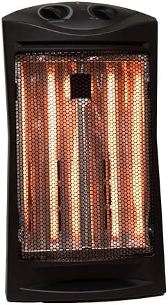 Comfort Glow Indoor Space Heater, Adjustable Thermostat, Radiant Heat, Electric Infrared Quartz, Tip-Over & Overheat Protection, 5,120 BTU, 1500W, Heats 250 sq ft - Ideal for Home, Bedroom & Office