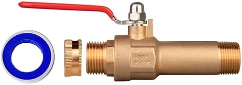 House Mods HMP012 Full Port Water Heater Straight Drain Valve(LF Compliant Brass, 3/4" MNPT, 2.5" Shank, W/Garden Hose Cap and Thread Tape)