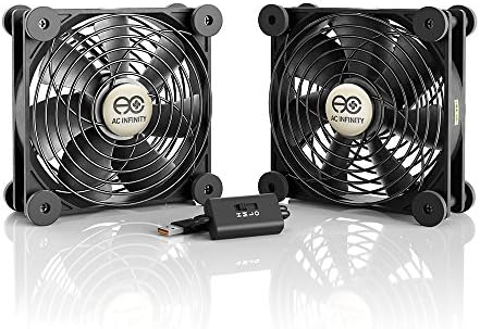 AC Infinity MULTIFAN S7, Quiet Dual 120mm USB Fan, UL-Certified for Receiver DVR PlayStation Xbox Computer Cabinet Cooling