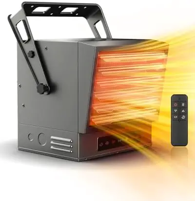 InoKraft 10000W Electric Garage Heater with Remote, Ceiling Mount Fan Forced Shop Heater with Digital Thermostat, 240V Hardwired Space Heater for Garage&Workshop, 12-hour Timer and Overheat Protection
