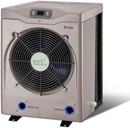 ECOPOOLTECH Above Ground Pool Heater EU50, Max 16184BTU Up to 5000gallons Electric Swimming Pool Heat Pumps, Titanium Heat Exchanger, 5.62 COP, 110V/120V, Fits 8/11/15 Foot Pools Heating Pool Warmer
