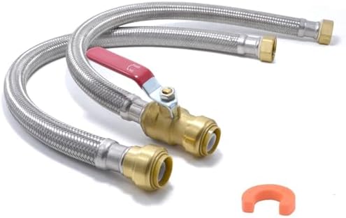TT FLEX 24" Stainless Steel Braided Flexible Water Heater Connector, Push To Connect Brass Plumbing Fitting,3/4" Ball Valve x 3/4" FIP, (2 Pack)