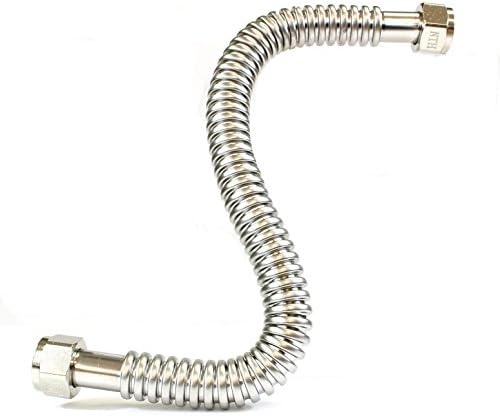 CMI Inc 36” Corrugated Stainless Steel Flexible Water Line, 3/4” FIP X 3/4” Female Threaded, Water Heater Connector, For Water Heater, Water Softener, Boilers, 36 Inches (36 Inch)
