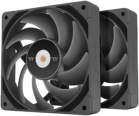 Thermaltake TOUGHFAN 12 Pro High Static Pressure PC Cooling Fan, PWM Controlled 500~2000 RPM, Air Flow 70.8 CFM, Gen.2 Hydraulic Bearing 120mm Case/Radiator Fan (2 Pack) CL-F159-PL12BL-A, Black