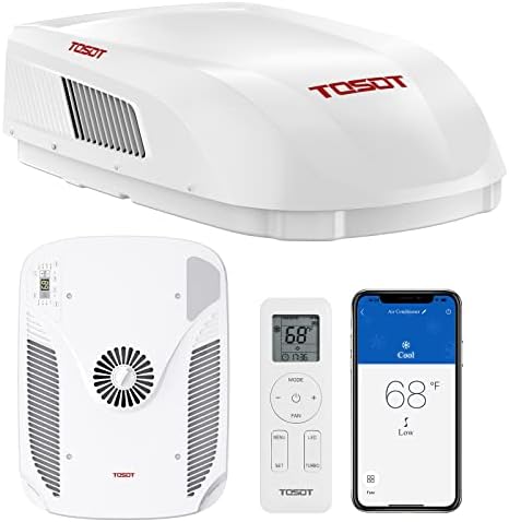 TOSOT GO Cool RV Air Conditioner 15000 BTU, Non-Ducted Camper Rooftop AC Unit with Heat Pump, WiFi and Remote Control, White