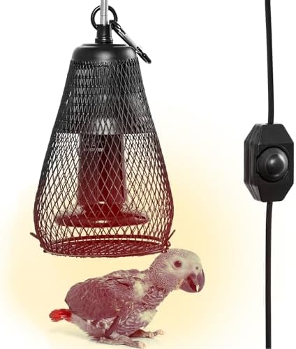 Smart Temperature-Controlled Ceramic Heat Lamp with Cord and Switch- Safe Anti-Chew Design for Reptiles, Birds, & Small Pets, Includes Switch, Hook, and a Powerful 100W Ceramic Heater Bulb (QLB)