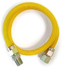 EZ-Fluid 24" Tankless Water Heater Full Port Gas Flex Line,Yellow Epoxy Coated 3/4"MIP x 3/4"FIP (1"OD) Full Flow,High Btu,Flexible Gas Connector Hose Supply For Commercial,Residential (1