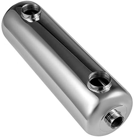 In line Swimming Pool Heat Exchanger Heat Recovery Pool Heater Stainless Steel Shell&Tube Heat Exchanger for Pools Spas Hot Tubs Snow Melting Hydronic Heating1 1/2" NPT(Same Side,200Kbtu/Hour)