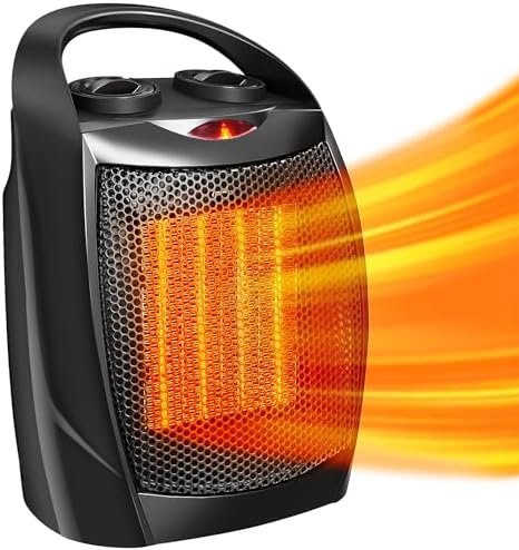 Antarctic Star Space Heater,Electric Portable Heater Fan for Indoor Use 750W/1500W ETL Certified Ceramic Small Mini Heater with Thermostat, Home Dorm Office Desktop and kitchen,Black