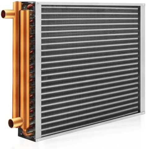 Water to Air Heat Exchanger 18x18 with 1" Copper Ports for Outdoor Wood Furnaces, Residential Heating and Cooling, and Forced Air Heating