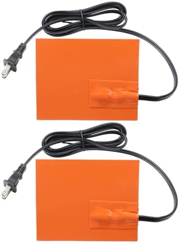 4 x 5in Car Engine Silicone Pad Heater - Self-Adhesive, 2Pcs Oil Pan Heater Pad Car Truck Oil Pan Heater Pad for Metal Surface with 194°F Thermal Protector & 68" Power Cord（150W 120V）