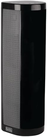 BLACK+DECKER Ceramic Space Heater with Adjustable Thermostat, Tower Heater for Vertical or Horizontal Use, Portable Heater & Tower Fan with 3 Settings, Oscillating Electric Heater, BHVHC15, Black