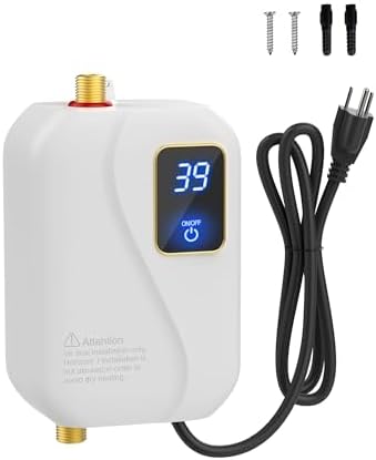 Tankless Water Heater Electric 3000W Instant Water Heater 110V Under Sink Water Heater, On Demand Hot Water Heater Electric with Digital Display, Portable Water Heater for Kitchen