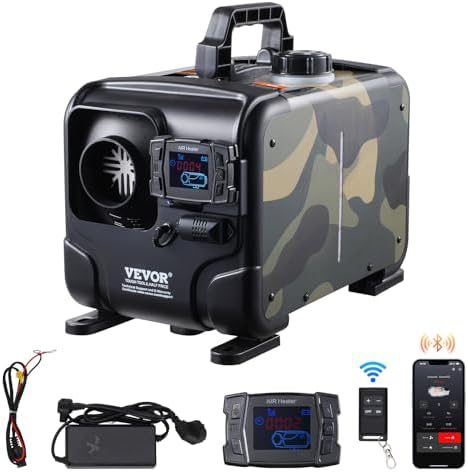 VEVOR 8KW Diesel Heater, 12V/24V All in One Diesel Air Heater, Bluetooth APP Control, Remote Control and Display Screen, CO Alarm, Fast Heating Horizontal Portable Diesel Heater for Vehicles, Garage