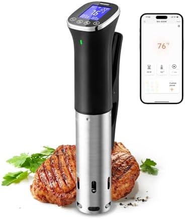 Inkbird WIFI Sous Vide Cooker ISV-300W, 1000 Watts Sous-Vide Machine with 14 Preset Recipes, 3D Fast-Heating Thermal Immersion Circulator with Timer (ISV-300W)
