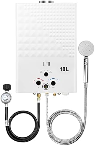 Tankless Water Heater Propane 4.74GPM 18L Outdoor Portable GasHot Water Heater Instant Propane Water Heater with Digital Display Multi-Protection for Camping Trips Boat