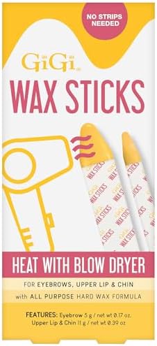 GiGi Wax Sticks for Hair Removal – Hard Wax Kit for Eyebrows, Upper Lip & Chin – No Strip Waxing Sticks, Easy to Use, Heats with Blow Dryer