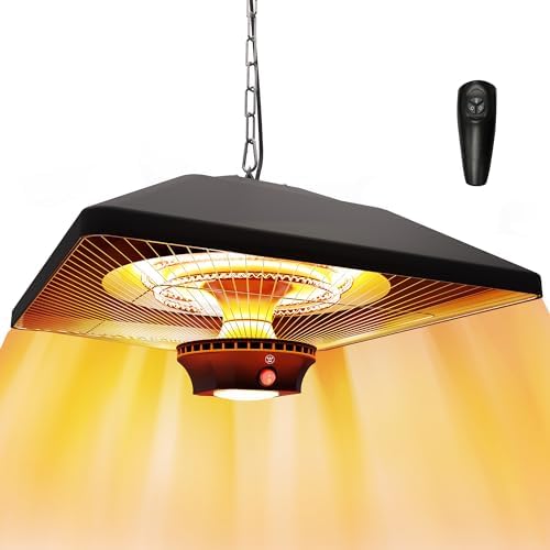 Westinghouse Outdoor Ceiling Patio Heater, Water Resistant, Adjustable Heat Output Up to 1500W, Auto Shut Off Overheat Protection, Hanging Infrared Heater for Patio Cover, Gazebo, Pergola, & More