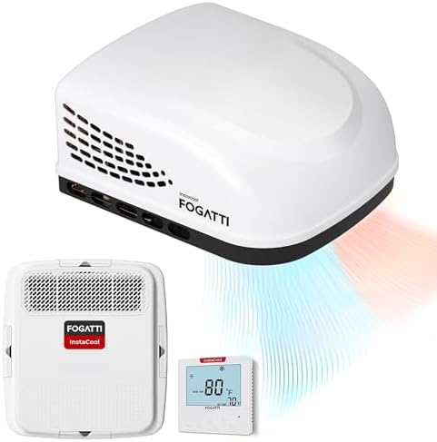 FOGATTI RV Air Conditioner with Heat Strip 15000 BTU Rooftop Non-Ducted RV AC Unit for Motorhome, Travel Trailer, Fifth-Wheel, Camper Van 115V(AC) including Air Distribution Box and InstaCool Series